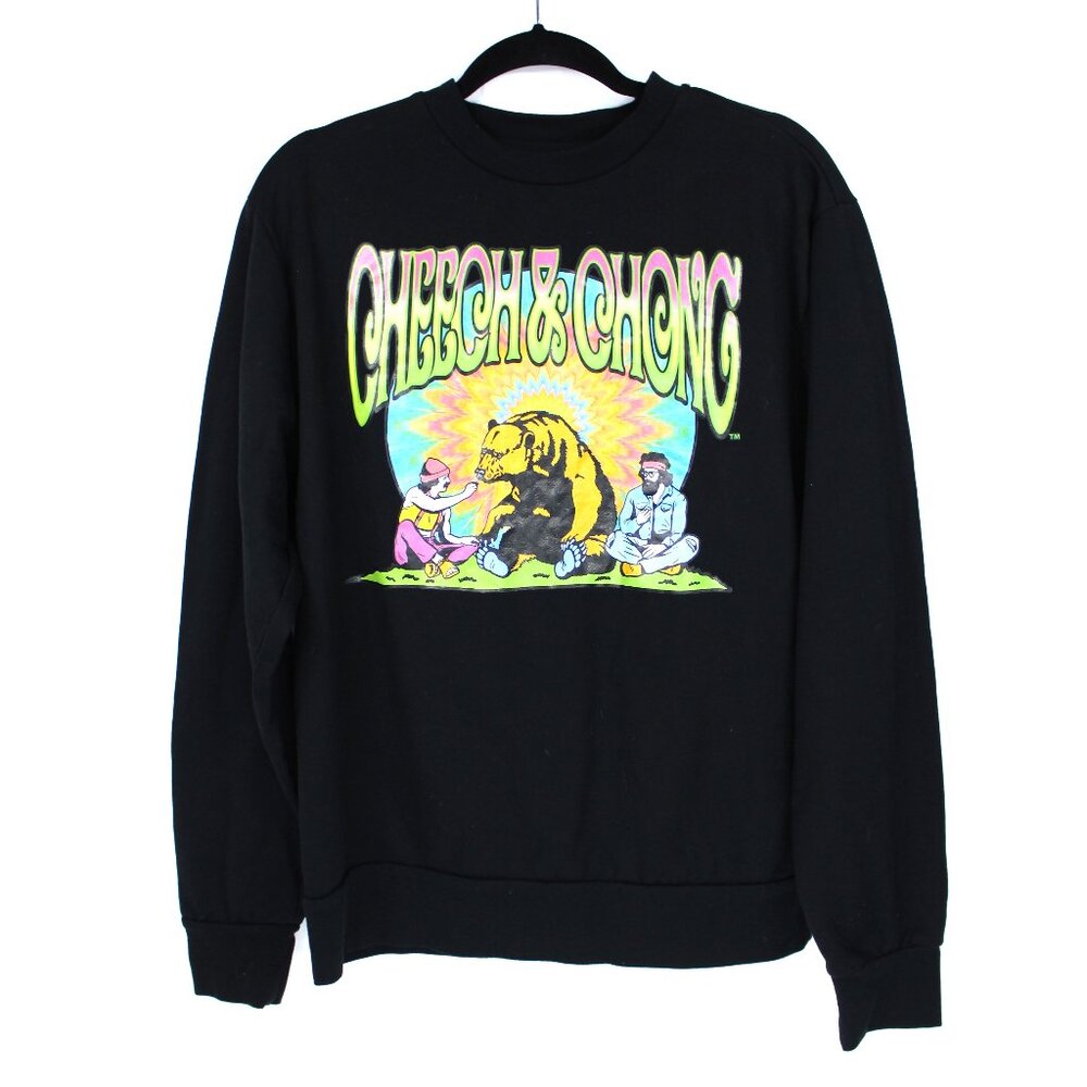 Cheech & Chong Psychedelic Men's Black Long Sleeve Sweatshirt Size Medium